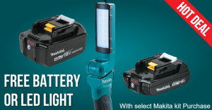Free Makita Battery or Light with select Brushless Kit Purchase