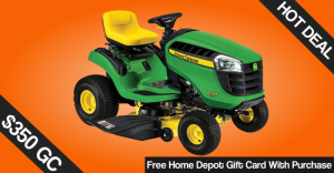 Free Home Depot Card (Up to $350) w/ John Deere Purchase